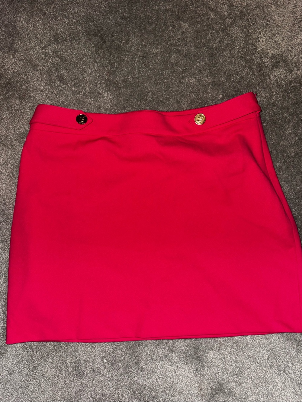 Michael Kors Hot Pink Mini Skirt with Gold Logo Buttons